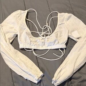 Princess Polly white Long Sleeve Crop Top